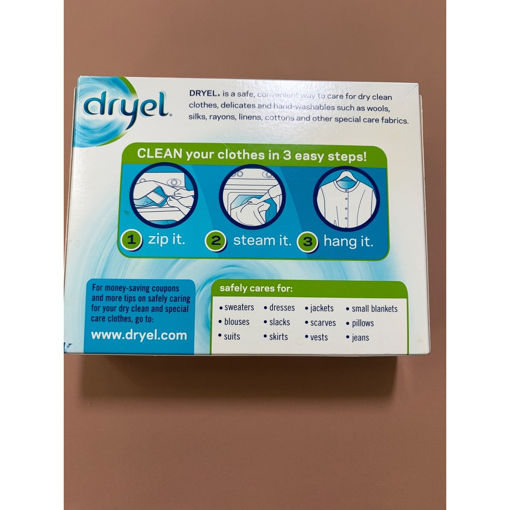 Dryel At-Home Dry Cleaning 6 Refills Clean Breeze Scent for 24 Garments HE Safe - Picture 2 of 7